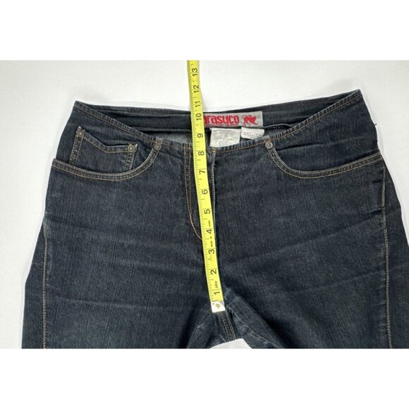 Y2K Parasuco Denim Jeans 31x33 Stretch Snap Open Flared Fringe Rhinestone Hippie - Picture 9 of 16